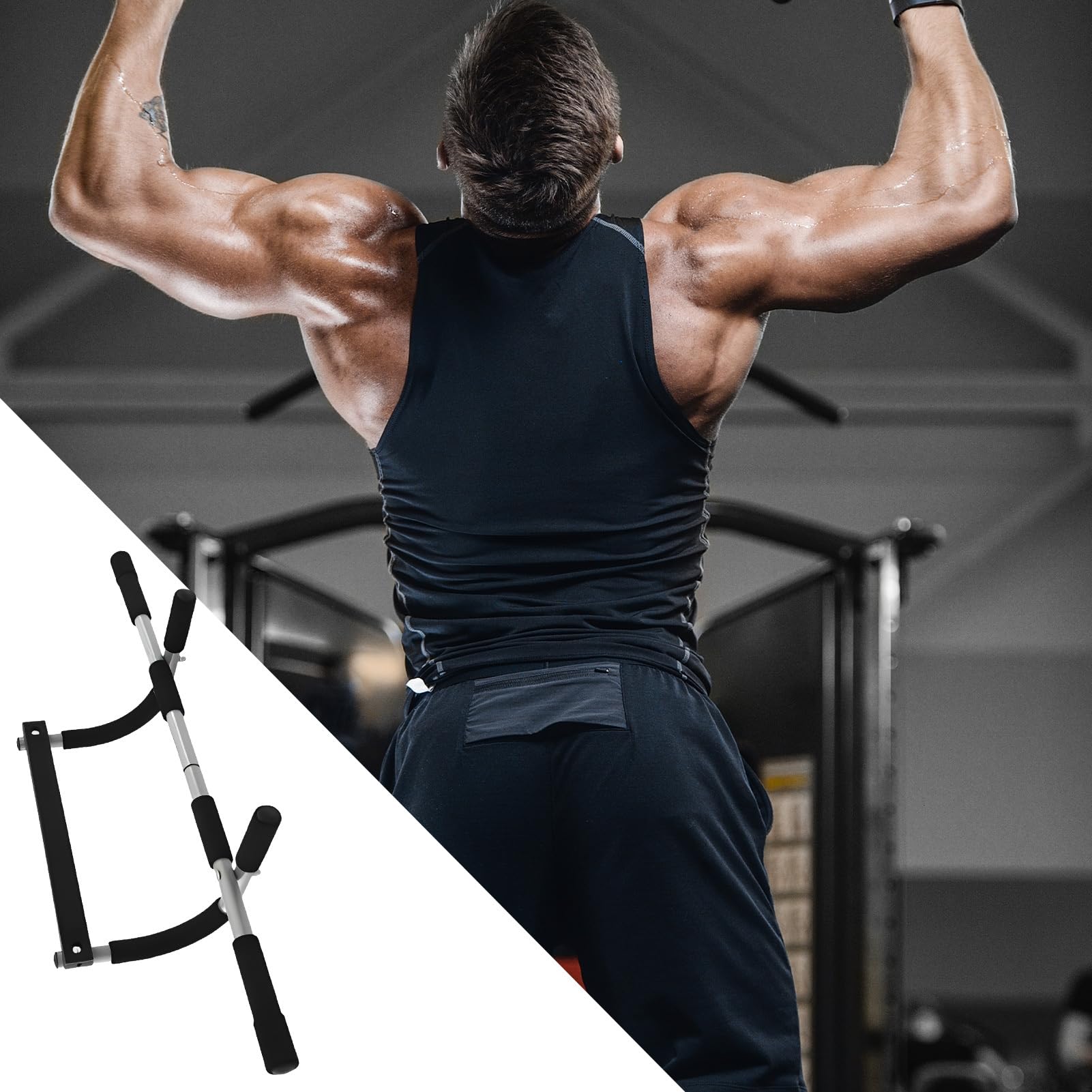 Pull Up Training Bar – 93 cm – Asta di esercizi per porta, cambio di | resistenza portatile, attrezzatura per appendere le attrezzature | aste da allenamento per la casa, la palestra, la parte