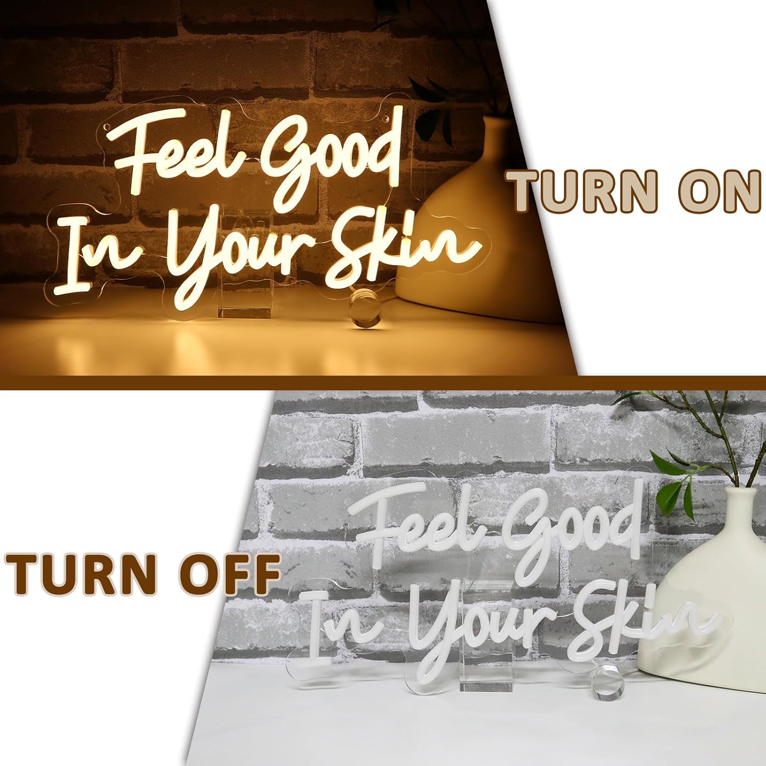 Feel Good In Your Skin Neon Sign for Wall Decor, 16.54" x 8.27" Led Signs for Beauty Salon, USB Dimmable Letters Neon Lights for Business Skincare Studio Shop Facial Spa Bar Home Wall Art - Image 5