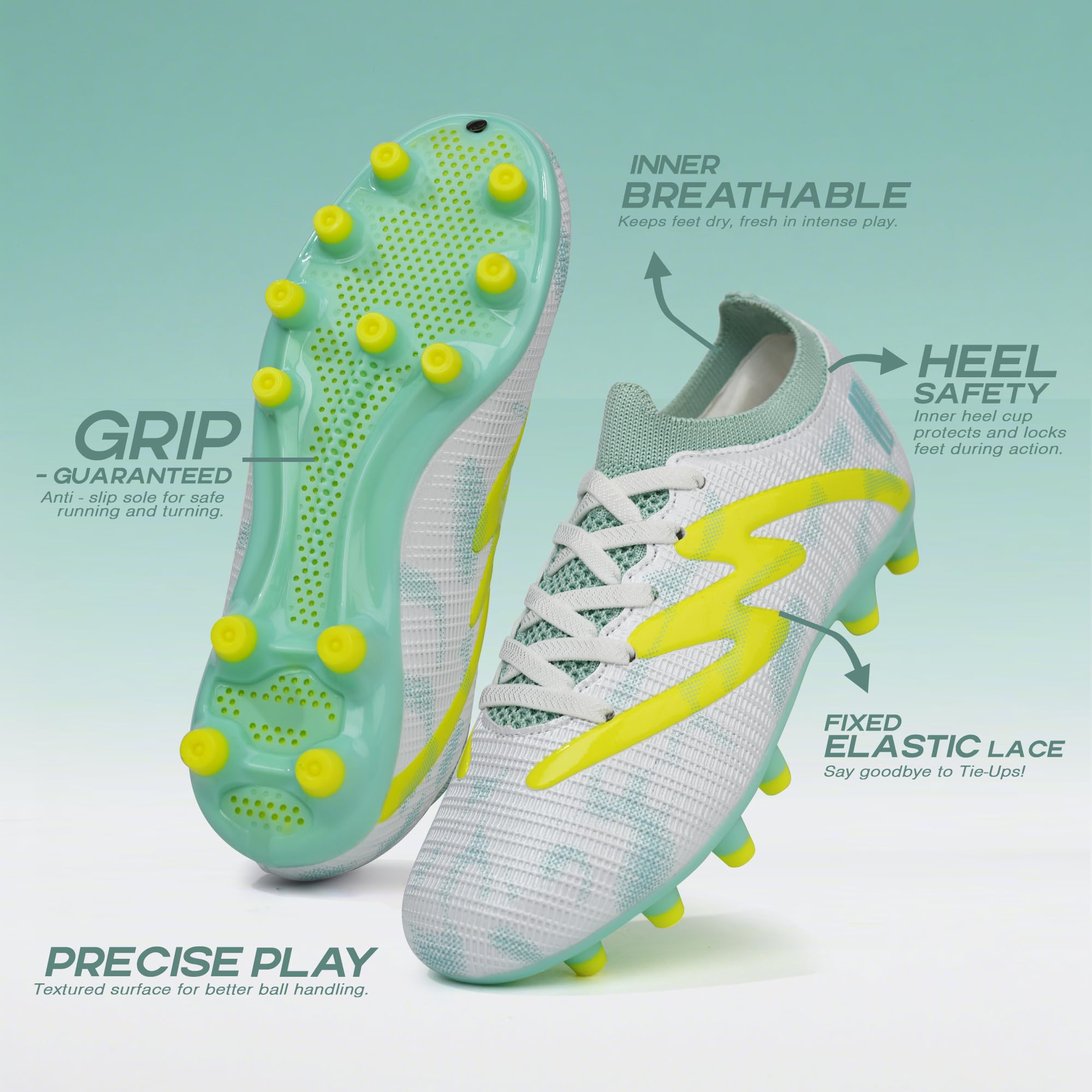 brooman Kids Firm Ground Soccer Cleats Boys Girls Football Shoes with Shin Guards and Soccer Socks