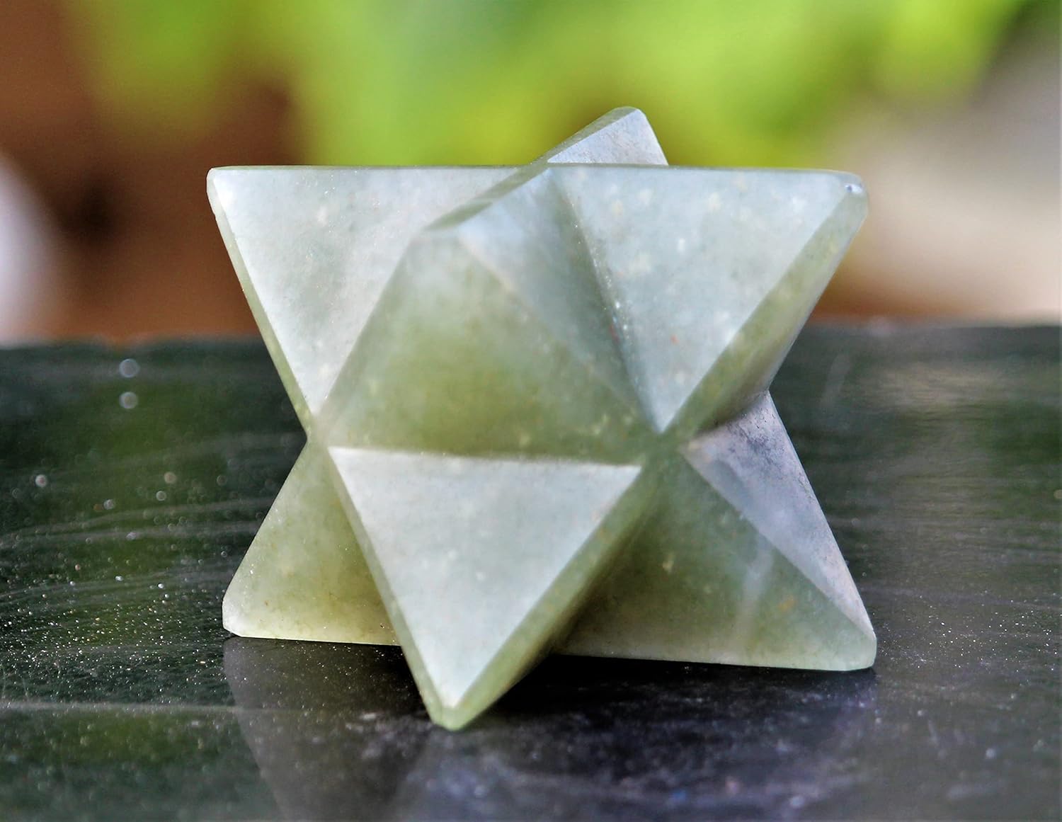 Polished Hand Carved Natural Green Aventurine Crystal Quartz Stone Merkaba (70mm) Chakra Healing Raw Tetrahedron Star Minerals Specimen Decorative