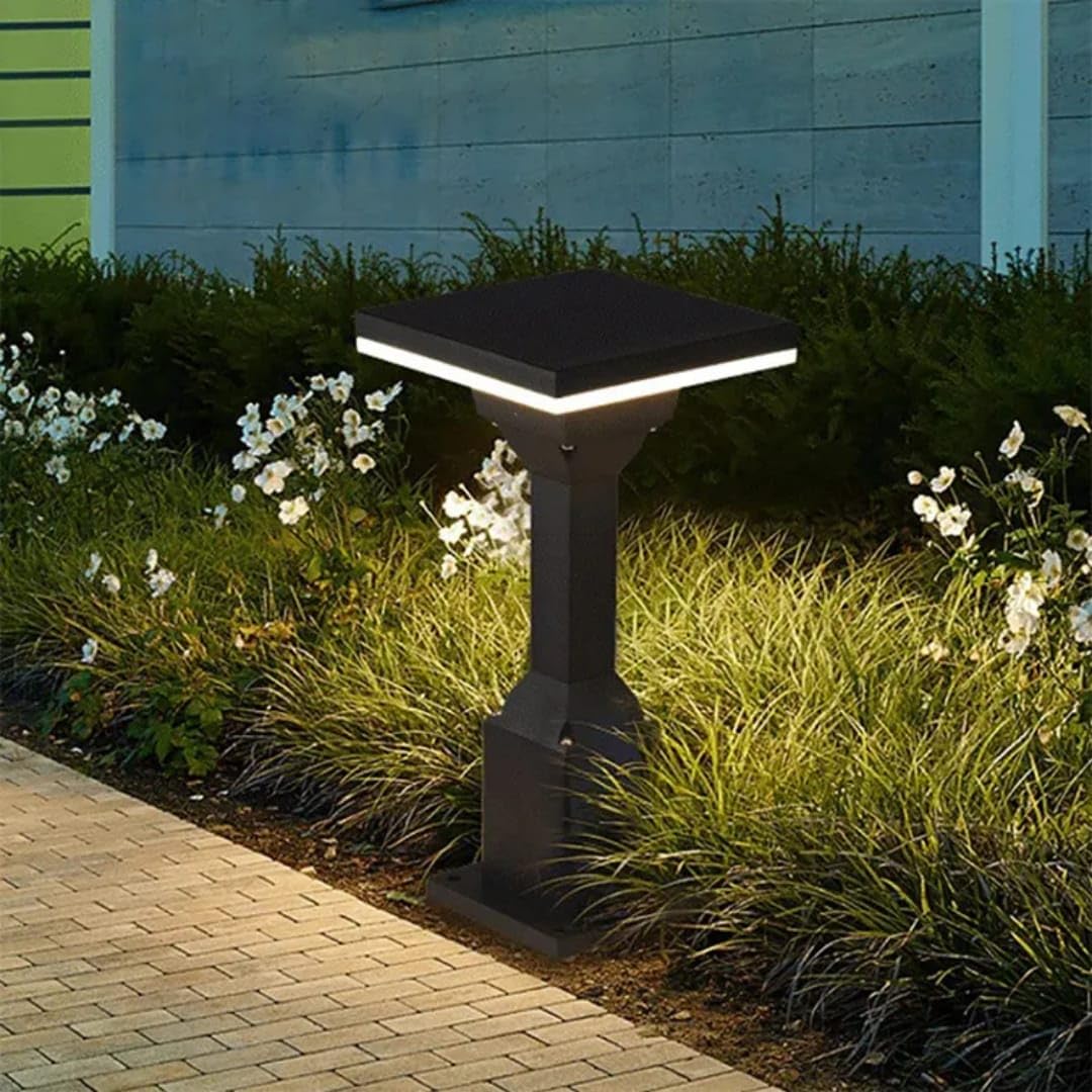 Glowave® Outdoor Modern Black Bollard Garden Lantern Post Light for Pathways, Driveway, IP65 Waterproof - Warm White (488 GL) 1