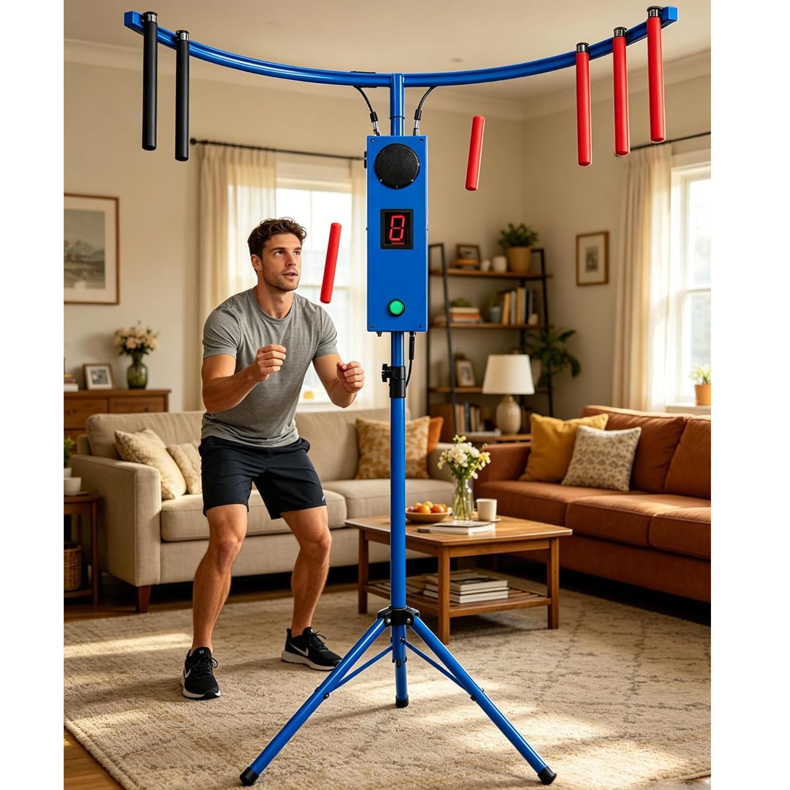 Ddzjtpp Blue Hand Eye Coordination Training Catching Stick Game,Reflex Arcade Stick Game Machine,Catching Stick Arcade Game 3 Challenge Modes,10 Reaction Speeds And 6 Difficulty For Family