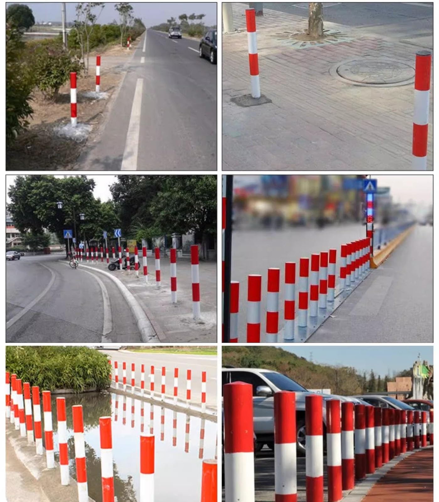 Bolardo de seguridad de tráfico de acero galvanizado, poste de barrera de entrada y estacionamiento (1 unidad, 8,9 x 60 cm) para mejorar la seguridad vial y control de acceso