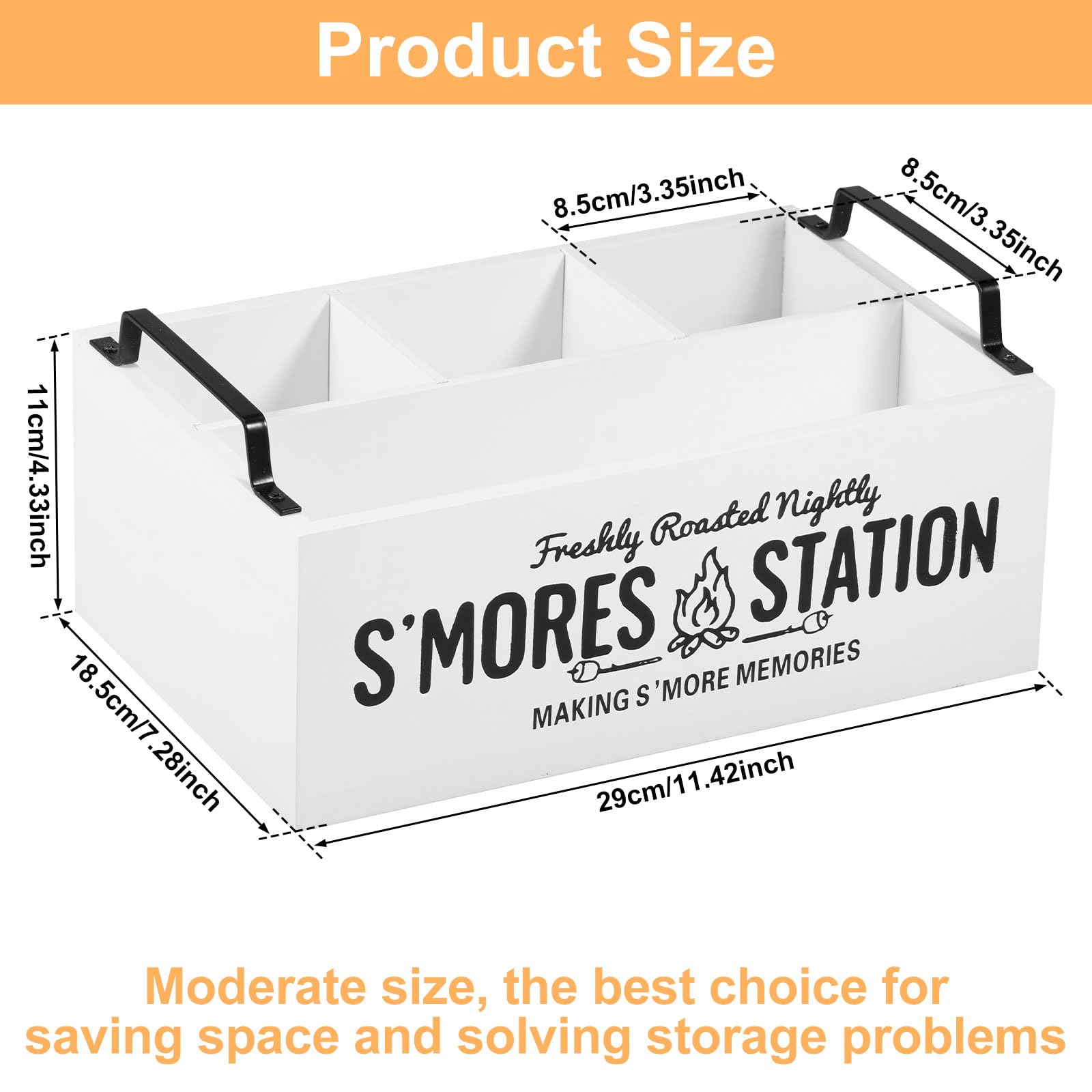 Somre's Station - Organizer per stazione di caffè in legno, con manici e 4 scomparti, 29 x 18,5 x 11 cm, contenitore rustico per accessori da tè, decorazione bar (bianco)