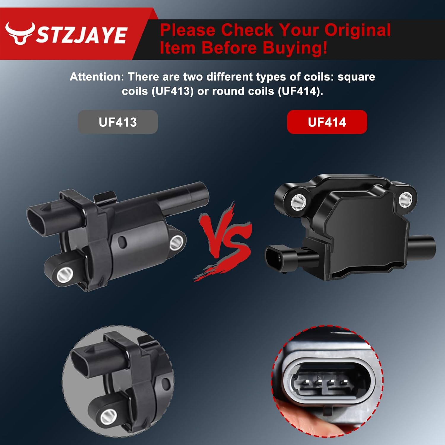 UF413 12611424 Ignition Coil Pack Set of of 8 Compatible with Silverado 1500 for Avalanche for Tahoe for Suburban for Yukon for Sierra for Impala 2007-2011 Square Coil Replace 12570616 D510C