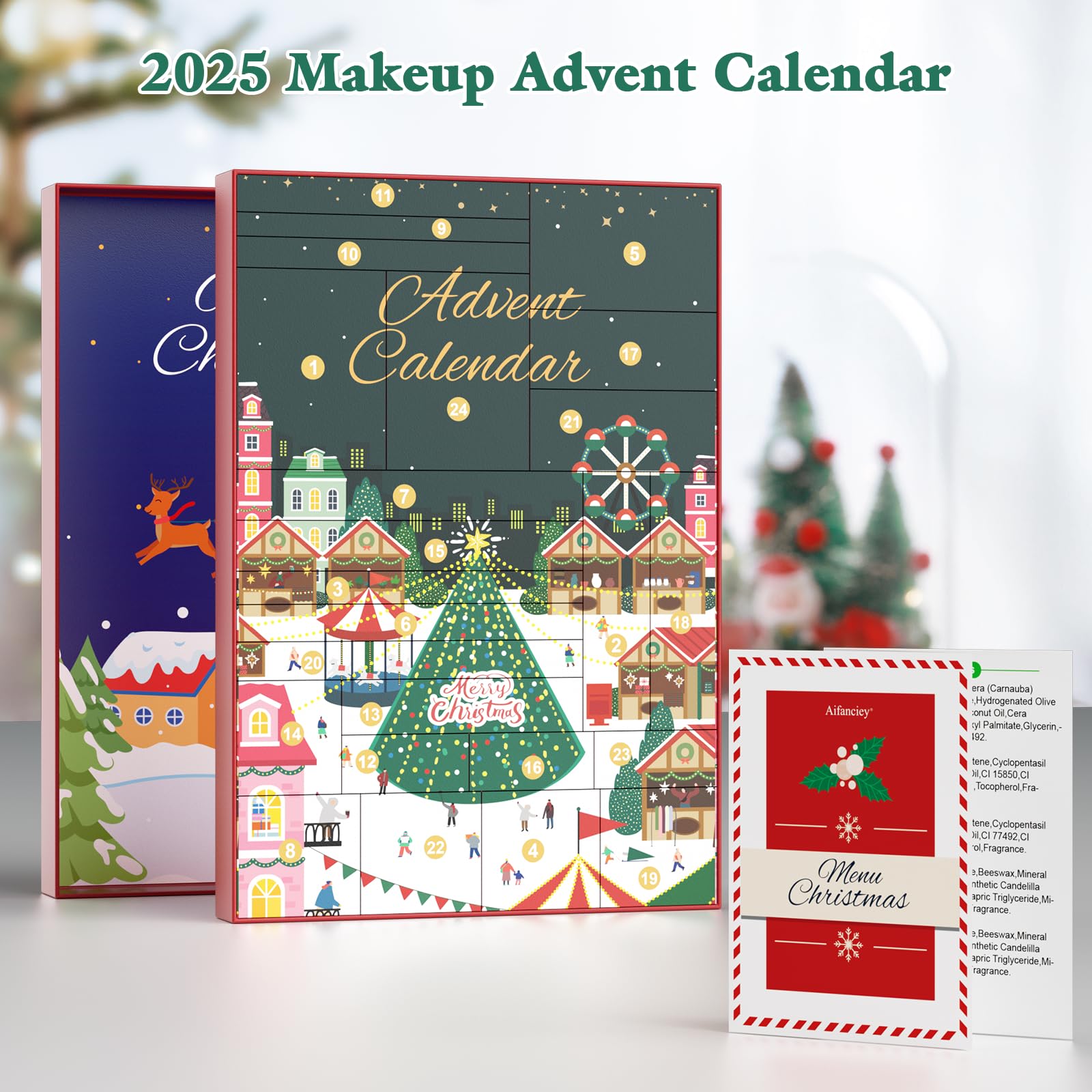 Calendario Adviento Maquillaje, Calendario de Adviento 2025 de 24 Días para Navidad con Labiales, Paletas de Sombras, Regalo de Cuenta Regresiva para Mujeres Niñas