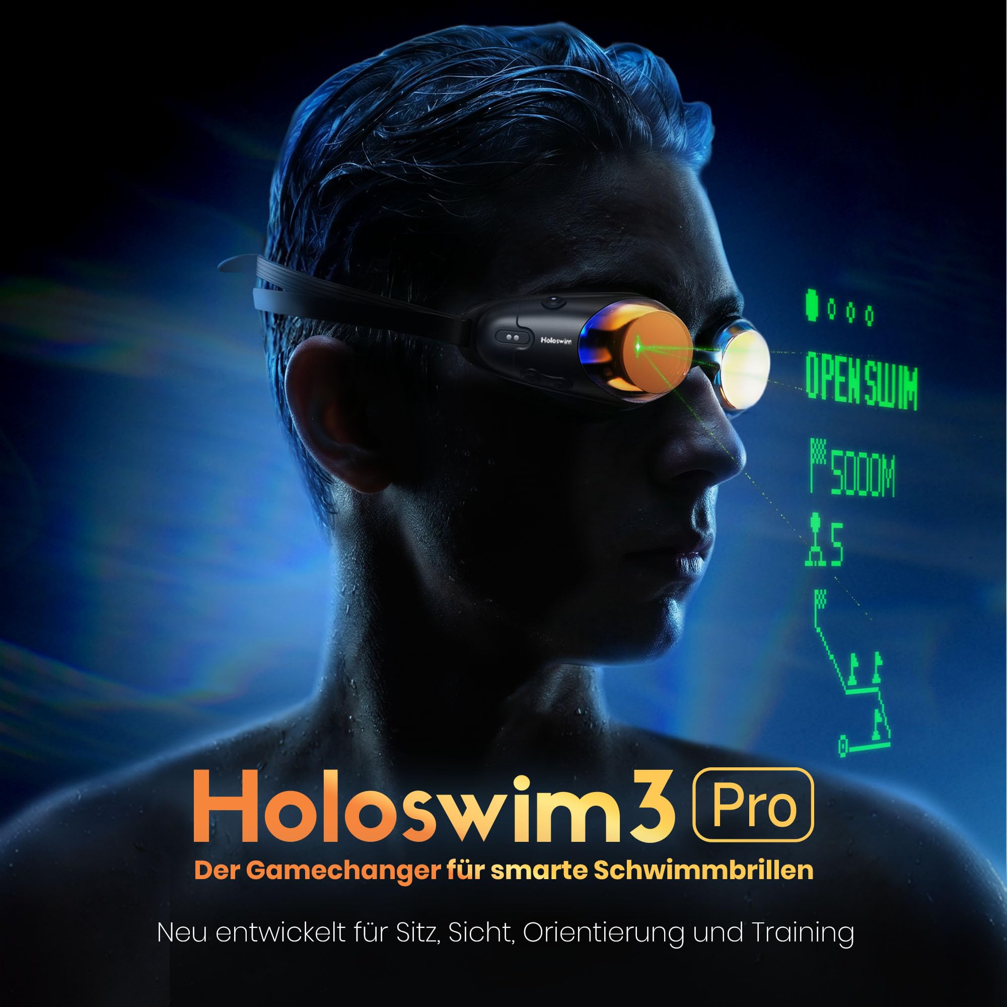 Holoswim Intelligente Schwimmbrille, 3 Profi-Schwimmbrillen, AR-Brille für Echtzeit-Anzeige