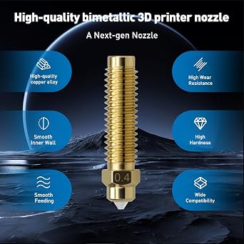 Upgrade Ceramic Nozzle for Elegoo Centauri Carbon Hot Ends Print Head Extruder Hot End 0.02 inch 0.4 mm Hardened Steel Nozzle Heating Elegoo Centauri / Centauri 3D Printers 0.4 x 3 + 0.6 x