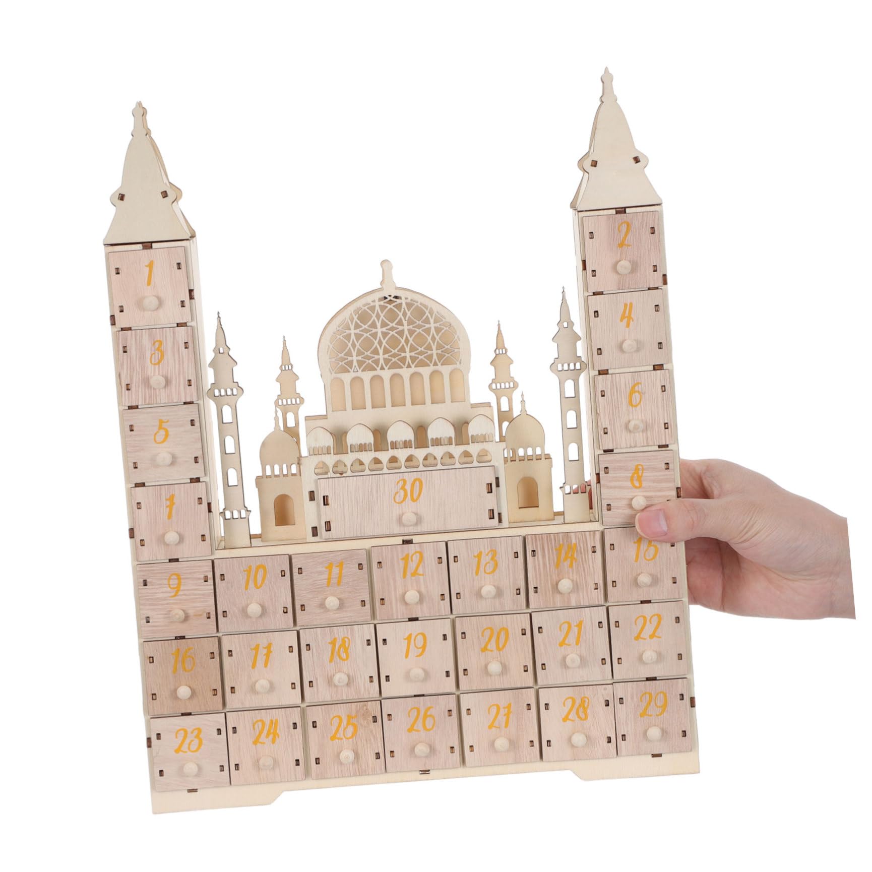 iplusmile Calendario Decorazione Compatta per Ramadan Conto alla Rovescia in Legno con 30 Festa Eid Mubarak e Arredamento per Famiglia