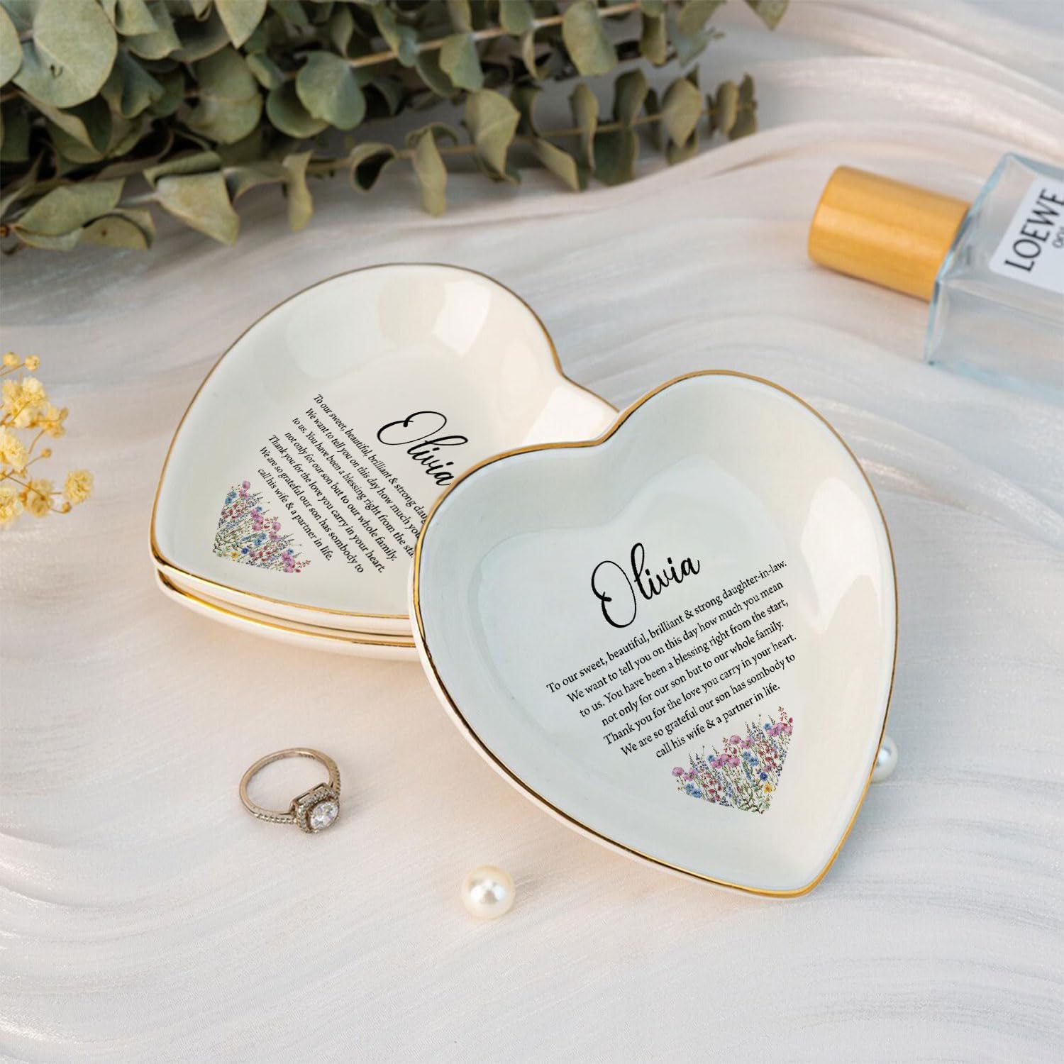 Bridal Shower Gift From Mother Of The Groom - Future Daughter In Law Ring Holder Personalized Engraved Jewelry Ring Holder Gift Idea Heart image 2