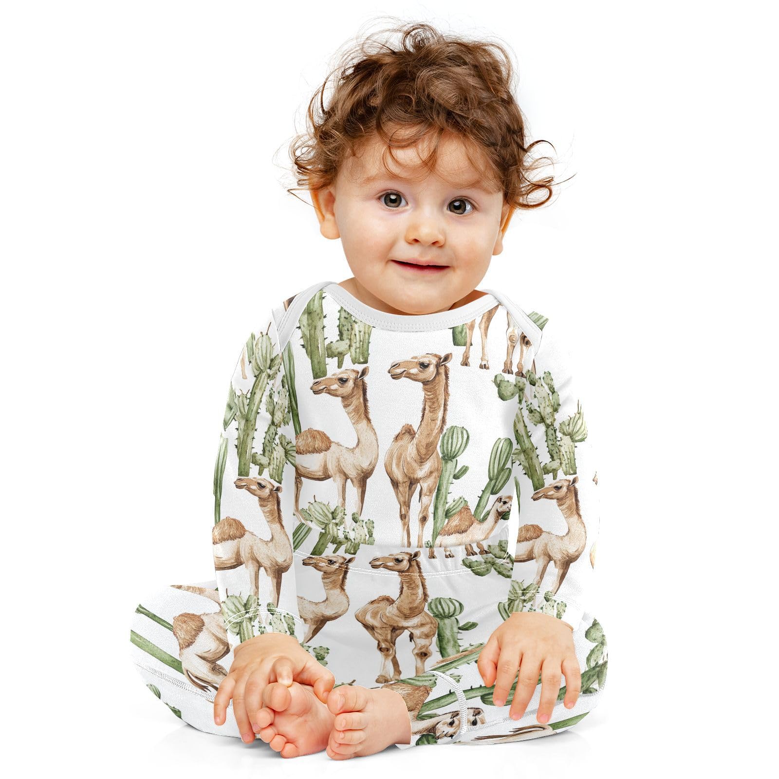 vvfelixl Baby Bodysuits Pants Sets Cute Camels Cacti Long Sleeve Baby Onesie Clothes for Boys Girls 3-6M