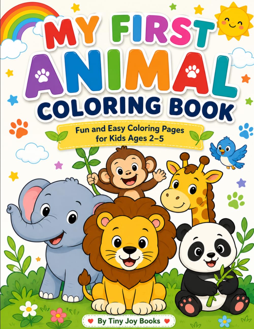 Wild Animals Coloring Book for Kids Ages 2–5: Fun and Easy Jungle Animal Coloring Pages for Toddlers and Preschoolers