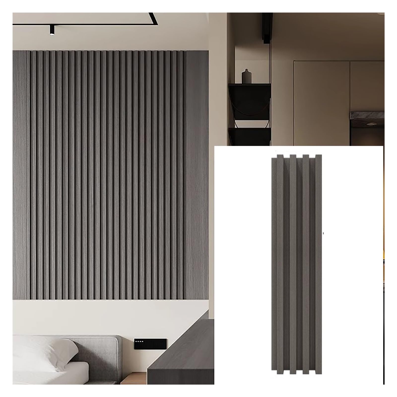 Wodoodporne pionowe drewniane panele ścienne, 8 sztuk, nowoczesne czarno-białe panele dekoracyjne do ścian telewizora/salonu/gabinetu, panele ścienne z rowkowaną teksturą 3D (#8, 180 cm/5,