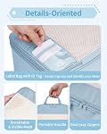 Narwey 5 Set Compression Packing Cubes Travel Organizer, Packing Cubes Compressible for Carry on Luggage Suitcase, Travel Essentials Accessories with ID Tag Cubes (Blue)