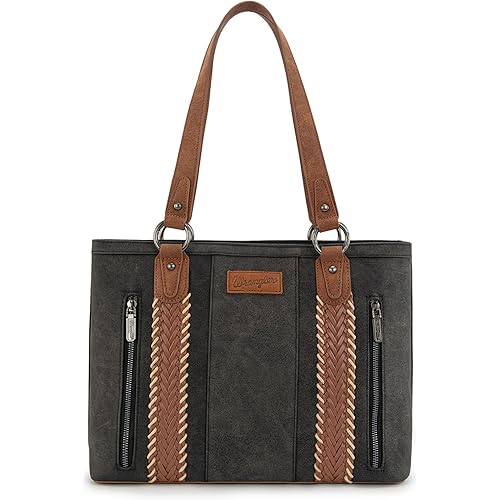 Wrangler Multi Pockets Tote Bag for Women Western Braided Shoulder Bag with Large Capacity for Everyday