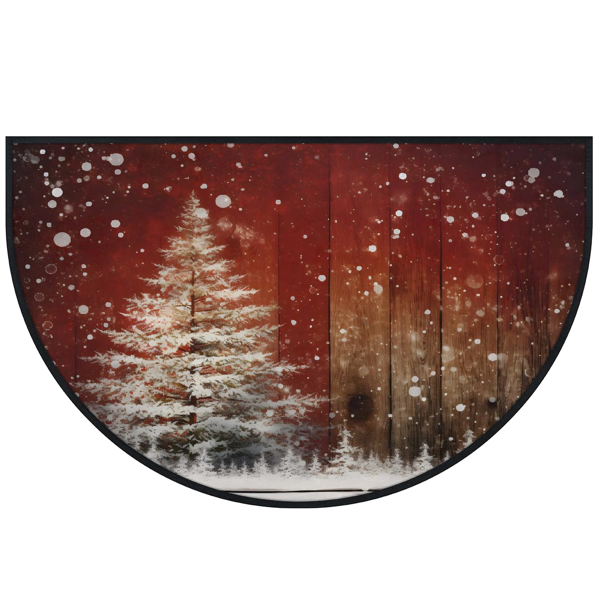 Mexpekil Paillasson en demi-lune en bois rustique pour intérieur et extérieur - Lavable - Absorbant la saleté - 100 x 160 cm