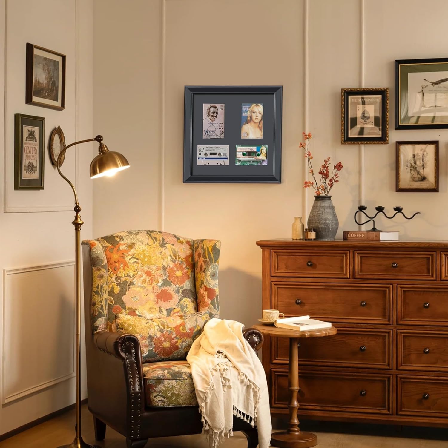 Cassette Tape Storage Shadow Box Display Cabinet,Cassette Storage Display Frame,Cassette Tape Case Display Frame with EVA Foam Lining,Retro Music Decor,Cassette Collection Display,Cassette Tape Holder