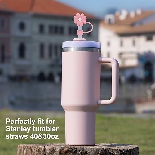 Miniatura 6 de 4 piezas 1 cm de diámetro lindas cubiertas de pajita de silicona para taza Stanley, tapas de pajita reutilizables a prueba de polvo (4 piezas de