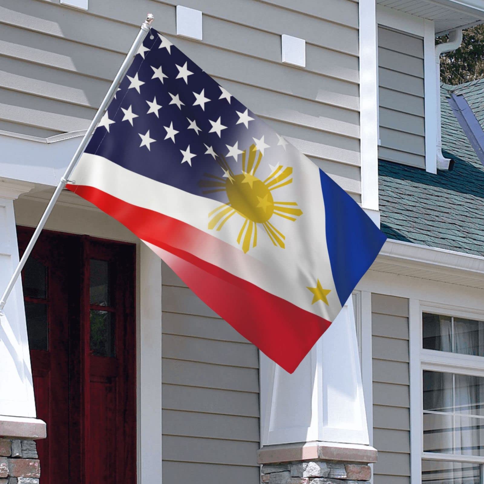 Philippinen & USA Flagge Doppeldesign – 90x150 Cm, UV-beständig, Für Innen & Außen, Mit Messingtüllen