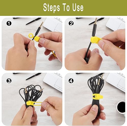 Miniatura 4 de 25 bridas de silicona para cables, reutilizables, multiusos, para agrupar y asegurar cables (colores mezclados)