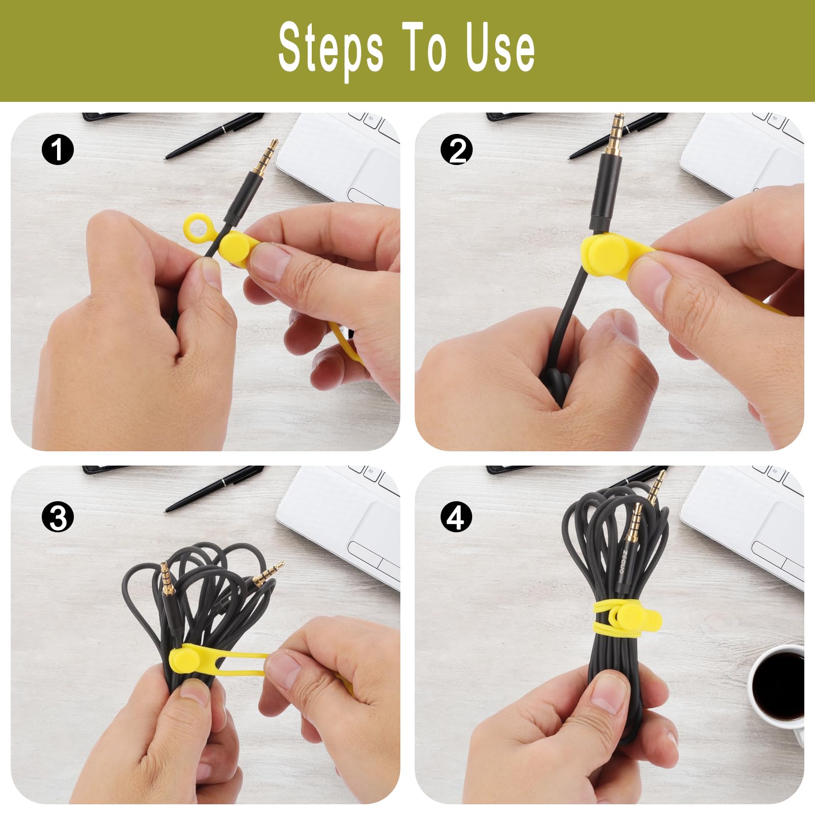 Bridas de silicona para cables, organizador de gestión de cables reutilizable, correas de cables, bridas de cables, organizador de cordón elástico multiusos para agrupar y sujetar cables de