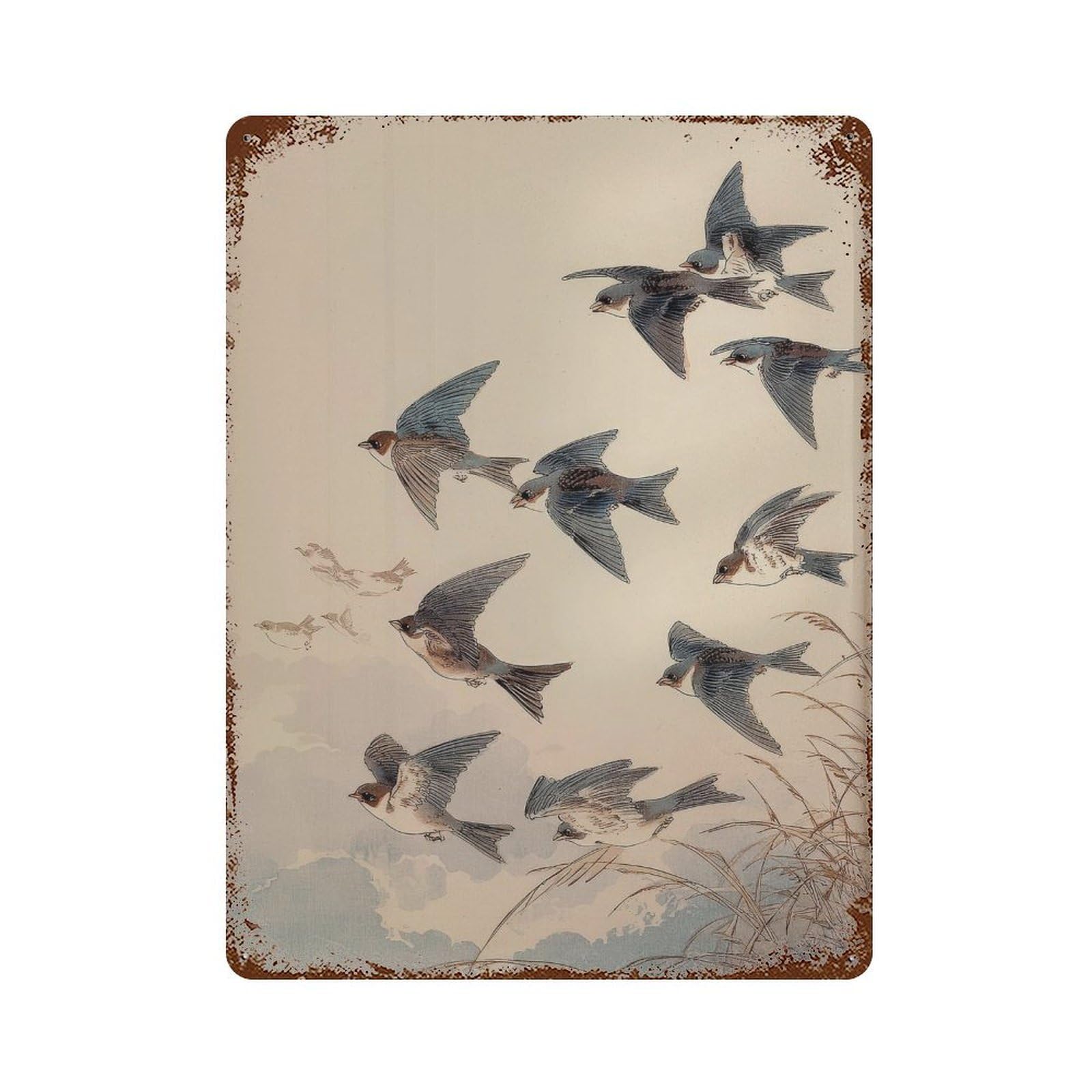 xiaoxiaoshen Sows In Flight. Bird Naturalist Wall Decor Art Metal Tin Poster Modern Home Decor Art Home Bar Shop Decorations Vintage Sign 40x30cm