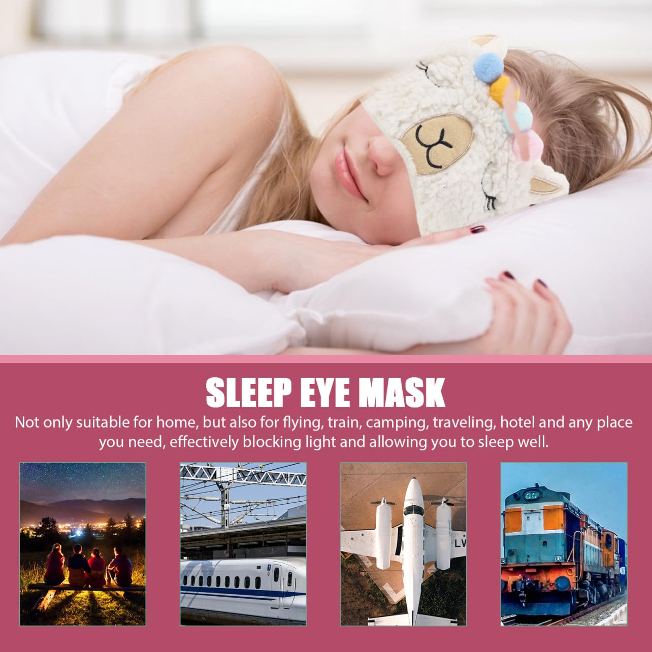 GLEAVI 3er-set Schlafmaske Im Alpaka-design Satin-augenmasken-set Bequeme Schlafmasken Für Unterwegs Lichtdichte Alpaka-form Block-out-augenmaske Zum Schlafen 2 Stück * 3
