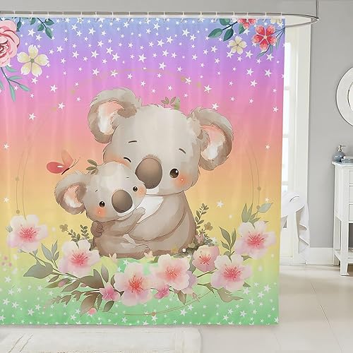 Miniatura 29 de Feelyou Cortinas de ducha de tela de cerezo rojo, cortina de ducha para niños y niñas, dibujos animados, frutas, alimentos, baño, accesorios