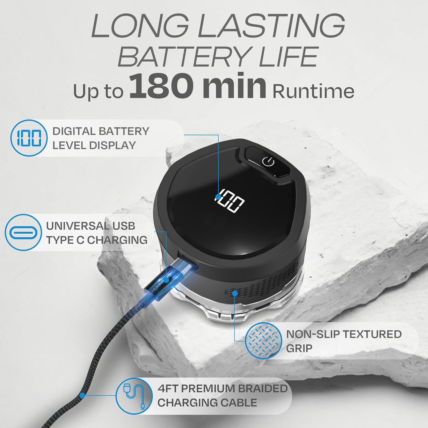 HUMMINGBIRD MK13 Premium Head Shaver, 7 Blade Electric Razors for Men, Cordless USB-C Rechargeable Wet & Dry Electric Head Shavers for Bald Men, Waterproof Skull Shaver, LED Display, Travel Case - Image 3