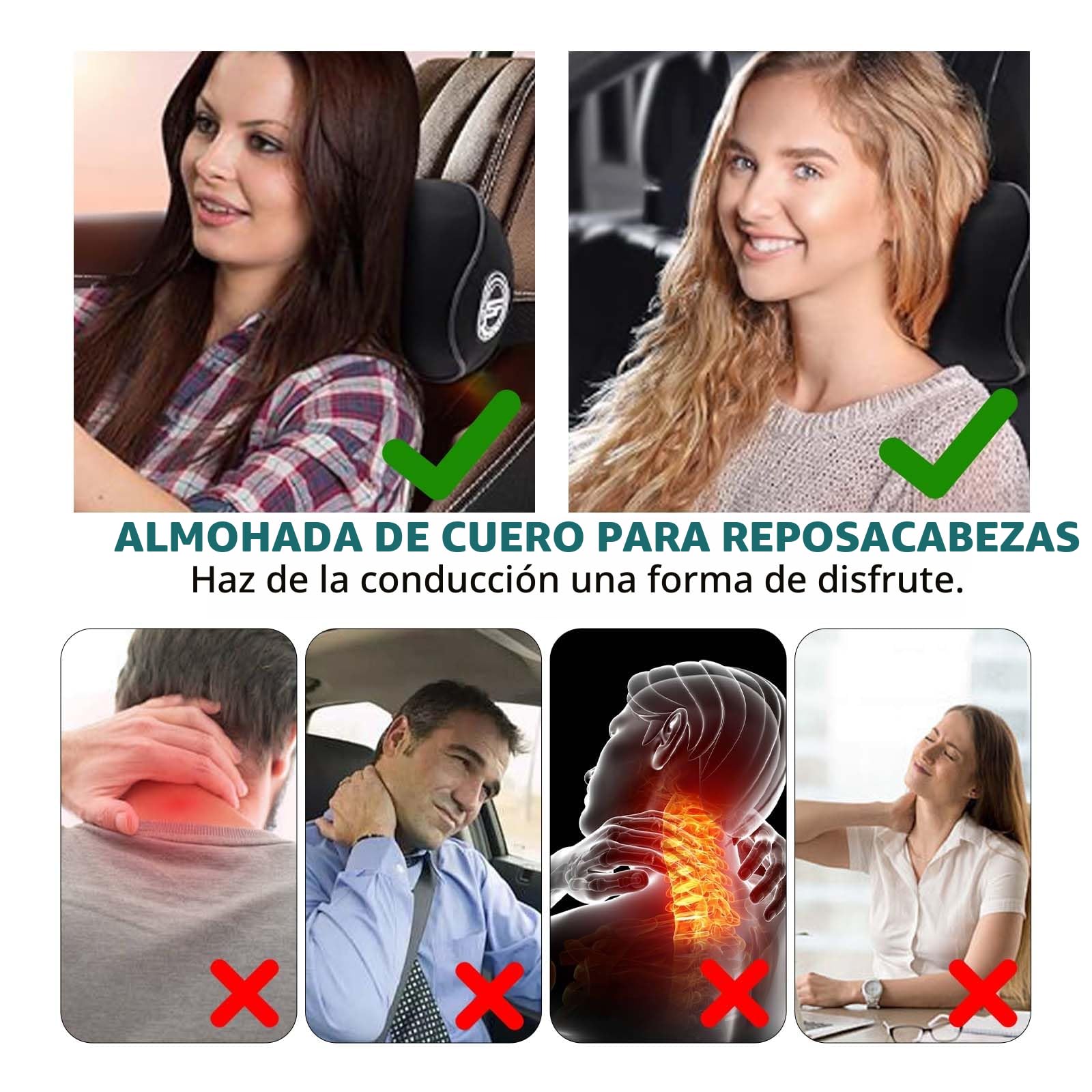 Almohadas Suaves para el Cuello del Coche para el Asiento de Conducción con Correa Ajustable Universal Fit Cuello Cojines de Descanso para Viajes/Oficina/Hogar, 2pc Blanco