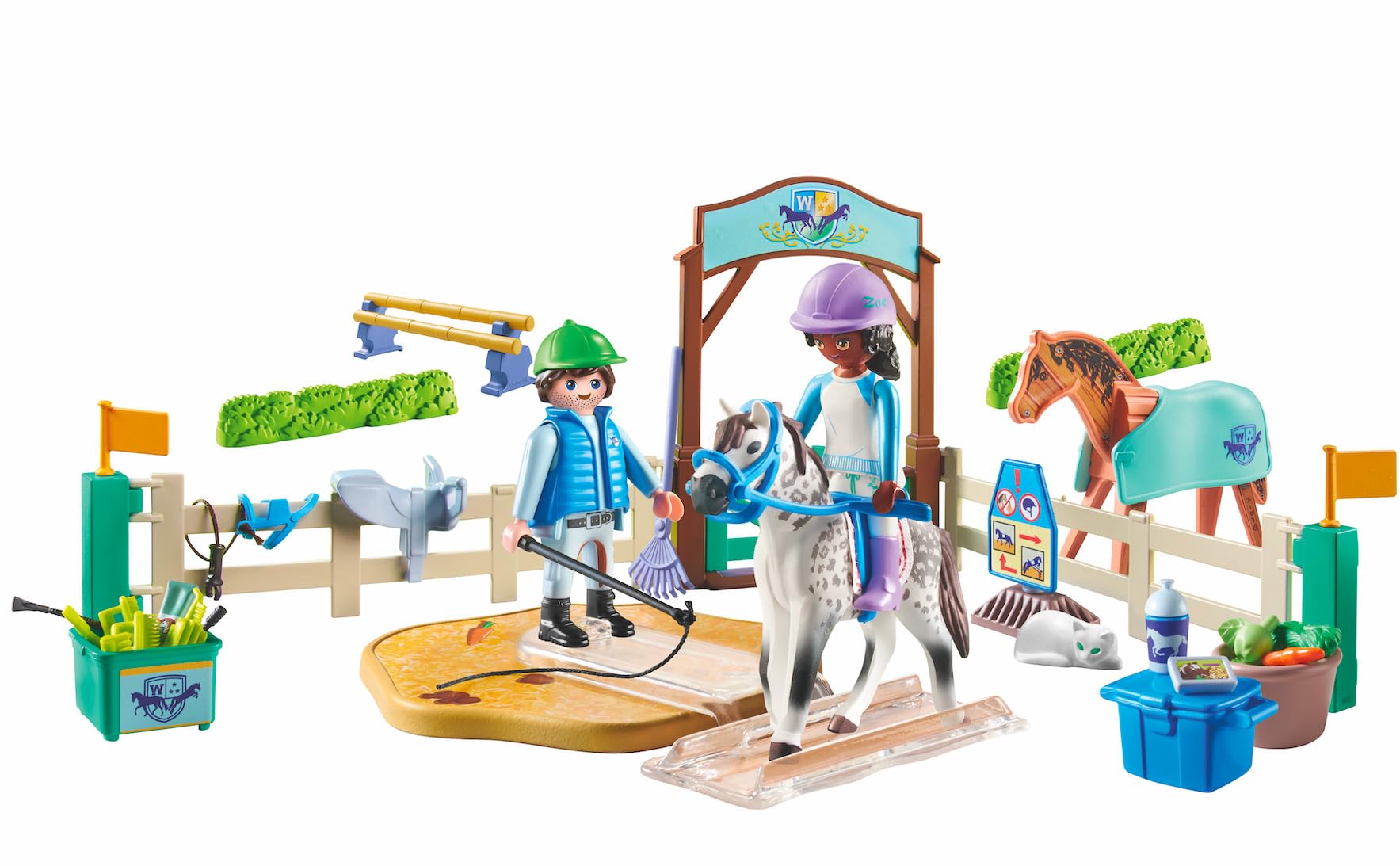 Playmobil 71637 Ecole d'équitation - Horses of Waterfall - Comprenant Un Plateau tournant, Un Cheval et des Accessoires d'équitation variés - Dès 5 Ans