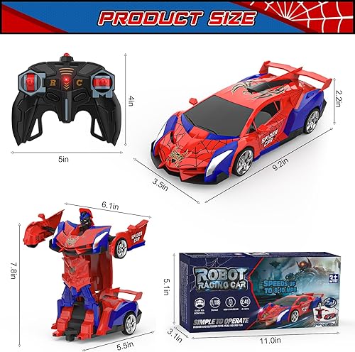 Miniatura 6 de BLUEJAY Transform Rc Cars para niños 4-7 8-12, 2.4Ghz Auto de control remoto a escala 118, robot transformador a escala 118, deformación con un solo