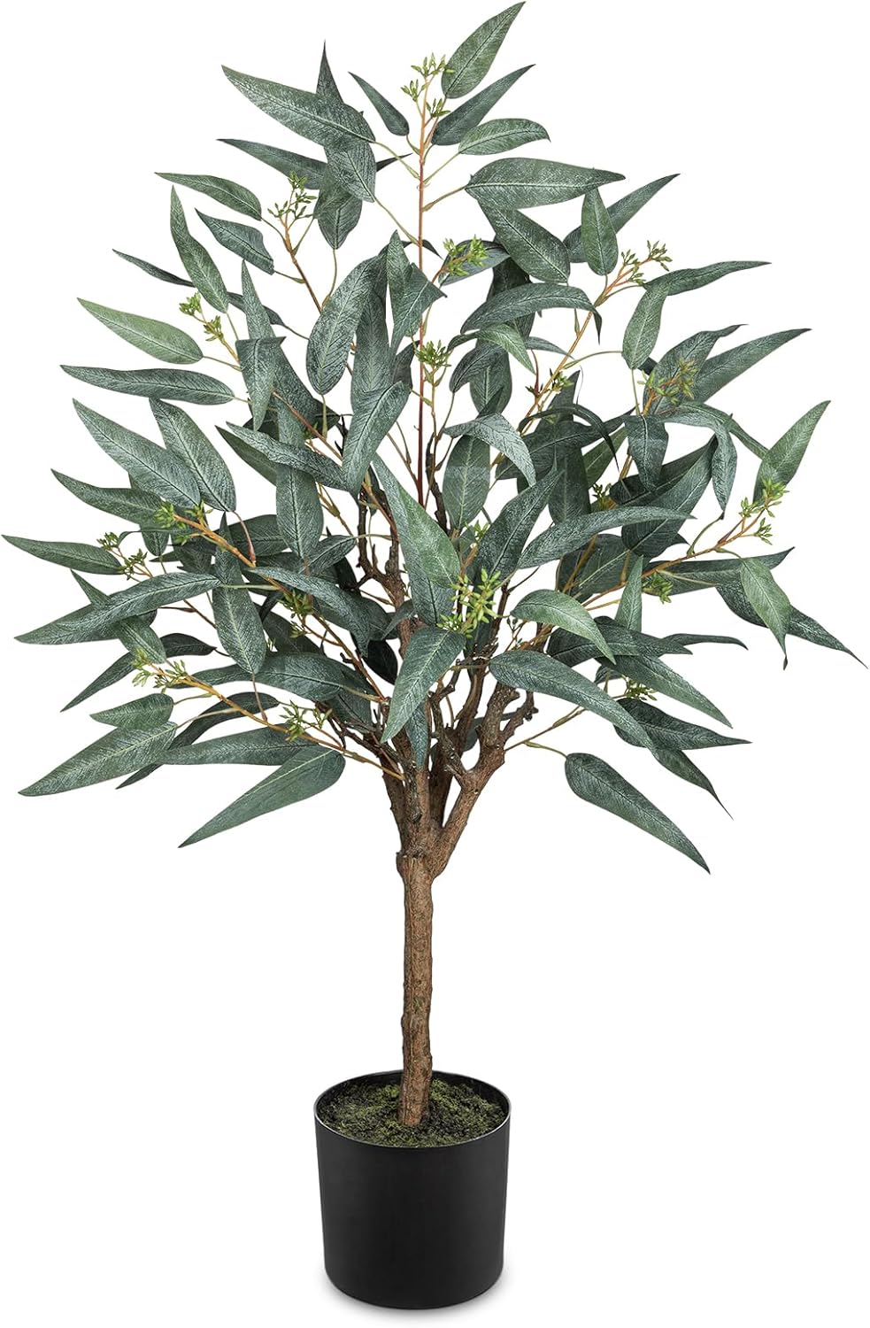 Briful Artificial Eucalyptus Tree Realistic Potted Dutch Faux Eucalyptus Tree in Black Pot 3ft Porch Floor Fake Tree for Home Decor Indoor Outdoor Farmhouse Wedding 3ft Eucalyptus Tree