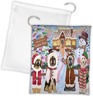 Holiday Gingerbread Cookie Afghan Hound Dogs Shop Drawstring Laundry or Gift Bag LGB48554