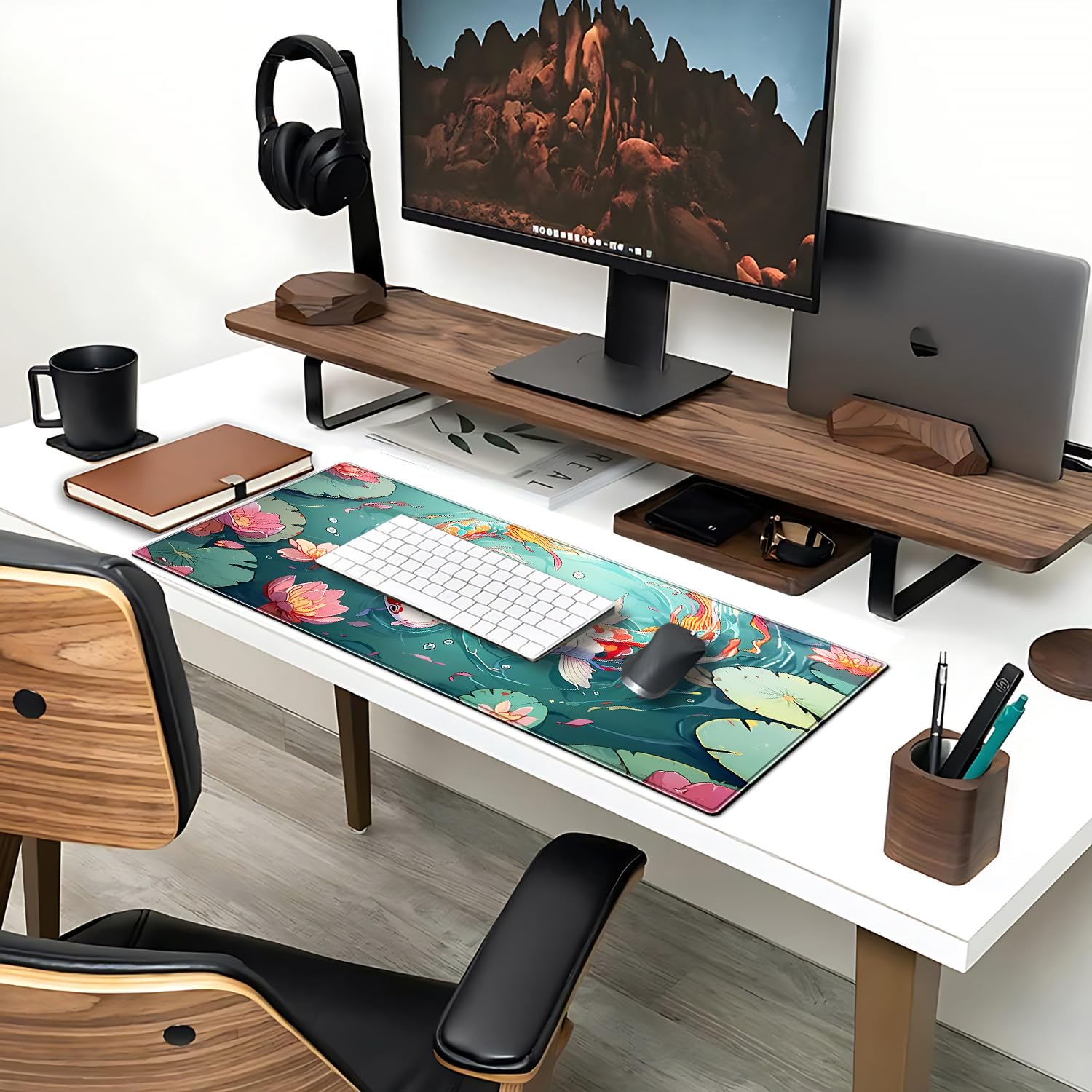 Anime Koi-Karpfen Gaming-Mauspad, 80 X 30 Cm – Rutschfest & Mit Genähten Kanten