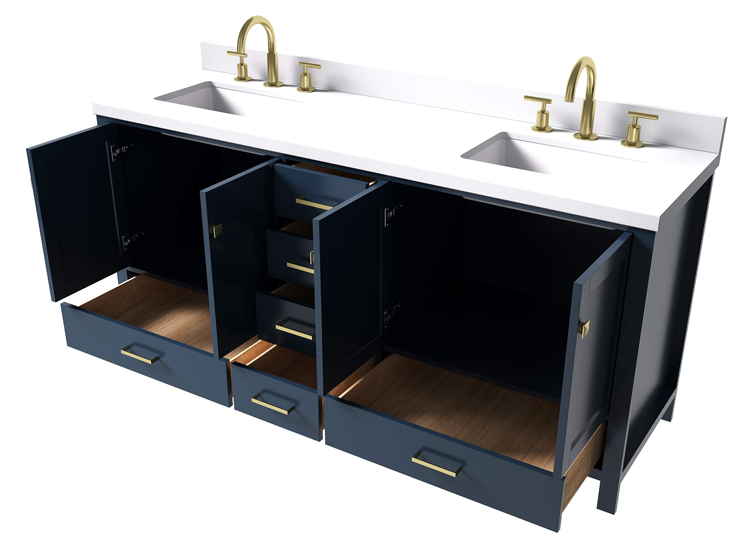 Buy ARIEL 73" Inch Double Sink Bathroom Vanity in Midnight Blue with