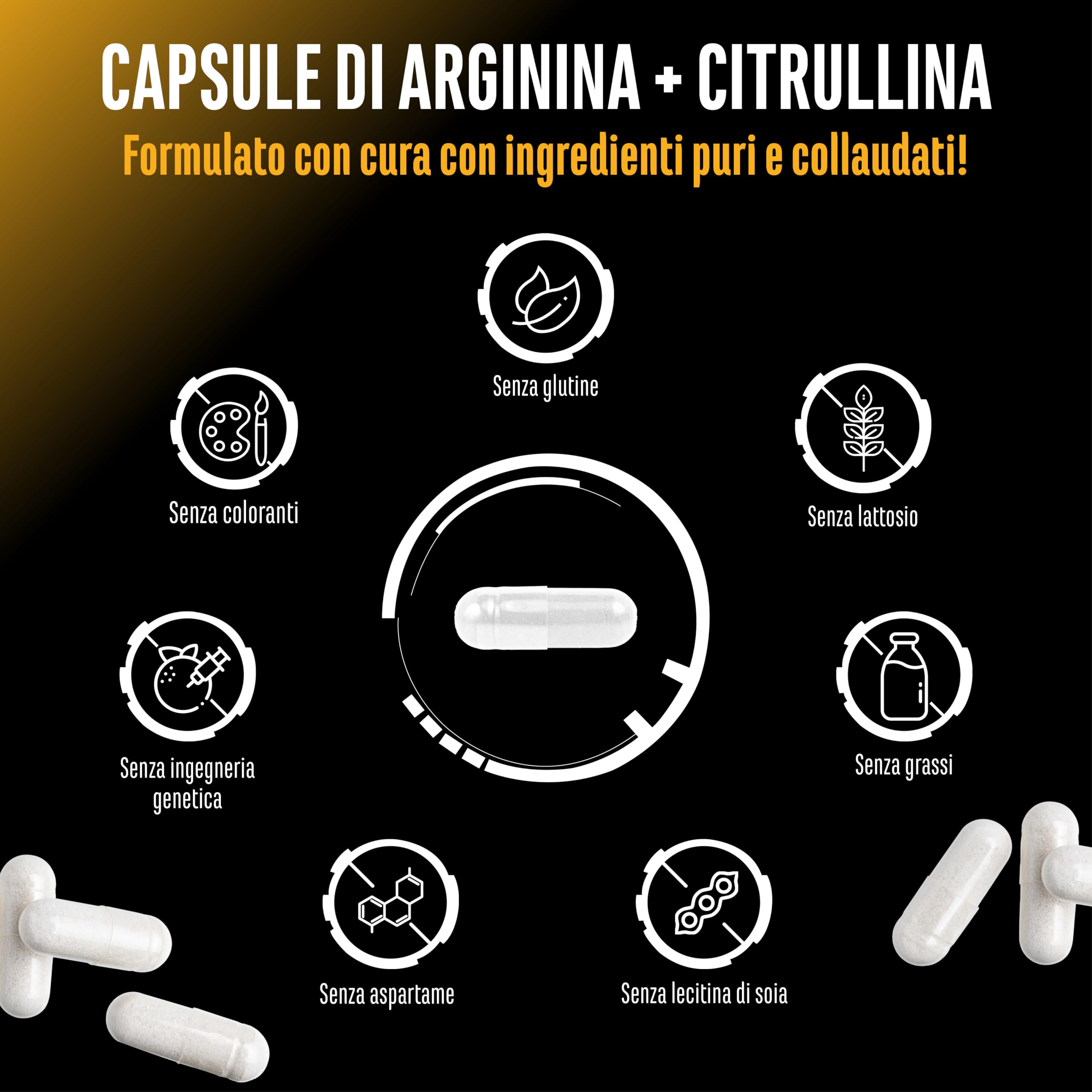 L-arginina + L-citrullina - 320 capsule - 1100 mg per capsula - Ultra Caps ad alto dosaggio con arginina base e citrullina nel rapporto 1:1 - Combinazione di aminoacidi di alta qualità