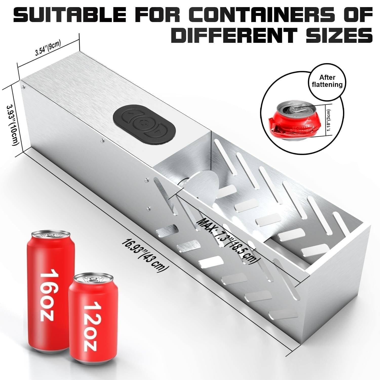 Elektryczny Rozdrabniacz Puszek Automatyczny Muralny Rozdrabniacz 12oz-16oz，Sterowanie Przyciskiem Elektrycznym，80% Redukcja Objętości，Recykling Puszek Aluminium Soda Seltzer Cola Piwo