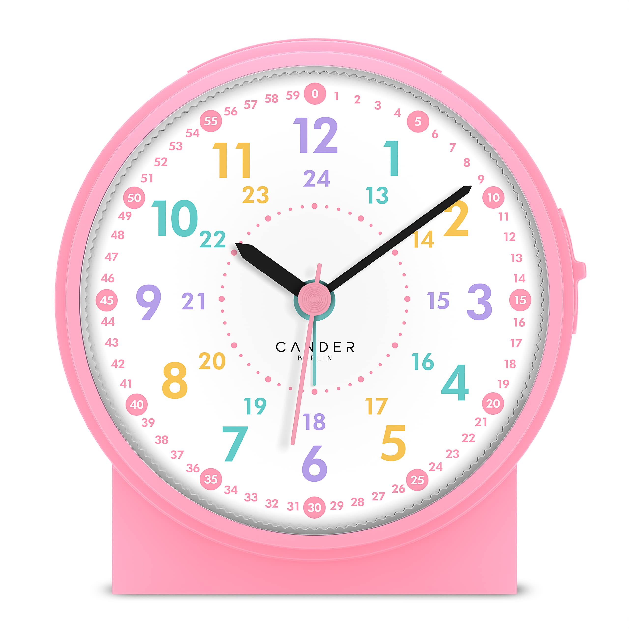 Cander Berlin MNU 1009 H - Reloj despertador infantil silencioso, silencioso, con luz y repetición, color rosa