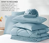 Vista 6 de CozyLux Full Size Comforter Sets Light Blue - 7 Pieces Bed in a Bag Full, Luxury Soft Bed Set for All Seasons, Bedding Set with Down Alternative