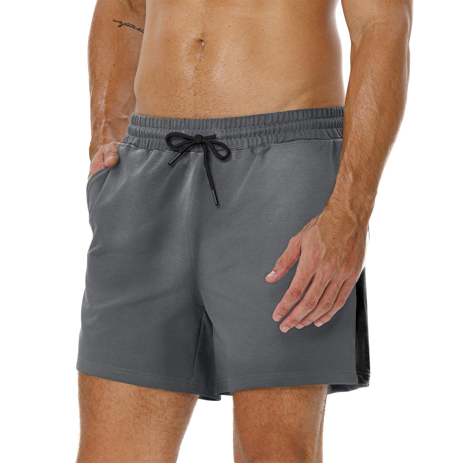 AIMPACT Men's Cotton Workout Shorts 5/7" Sweat Athletic Gym with Pockets