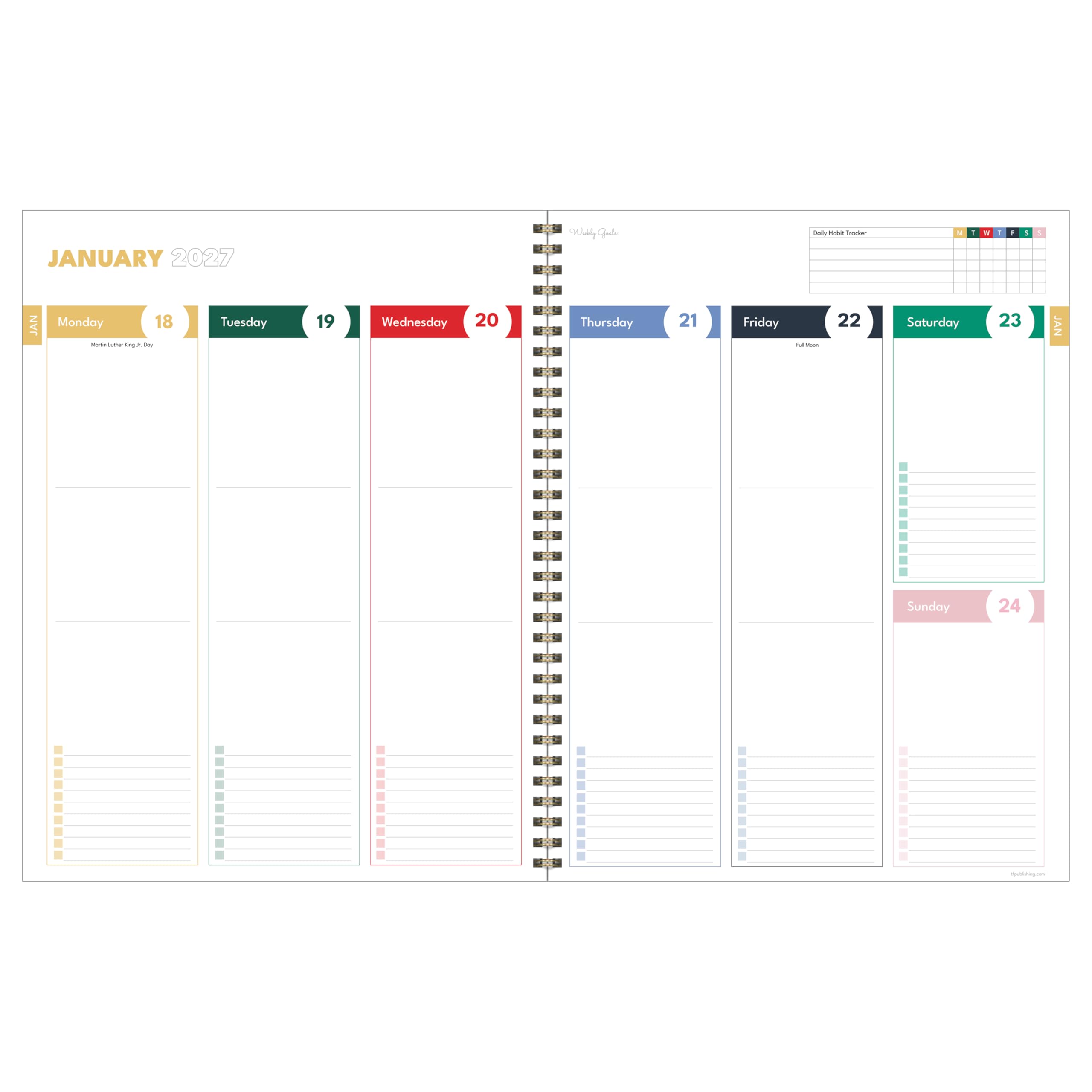 TF Publishing Agenda settimanale 2027 Cherry Picked, grande, 22,9 x 27,9 cm, con visualizzazione settimanale verticale e vista mensile, carta spessa, con monitoraggio delle abitudini, sezione