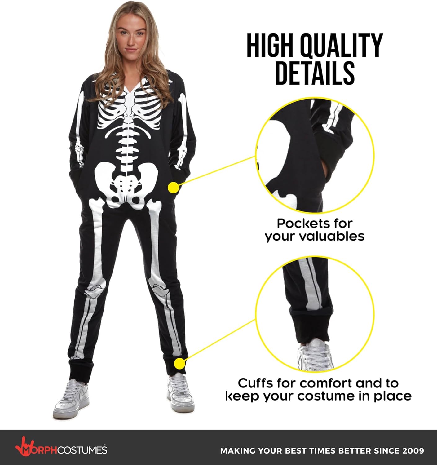 Morph Skeleton Costume Women, Skeleton Jumpsuit Womens, Halloween Costume Adult Women - Image 2