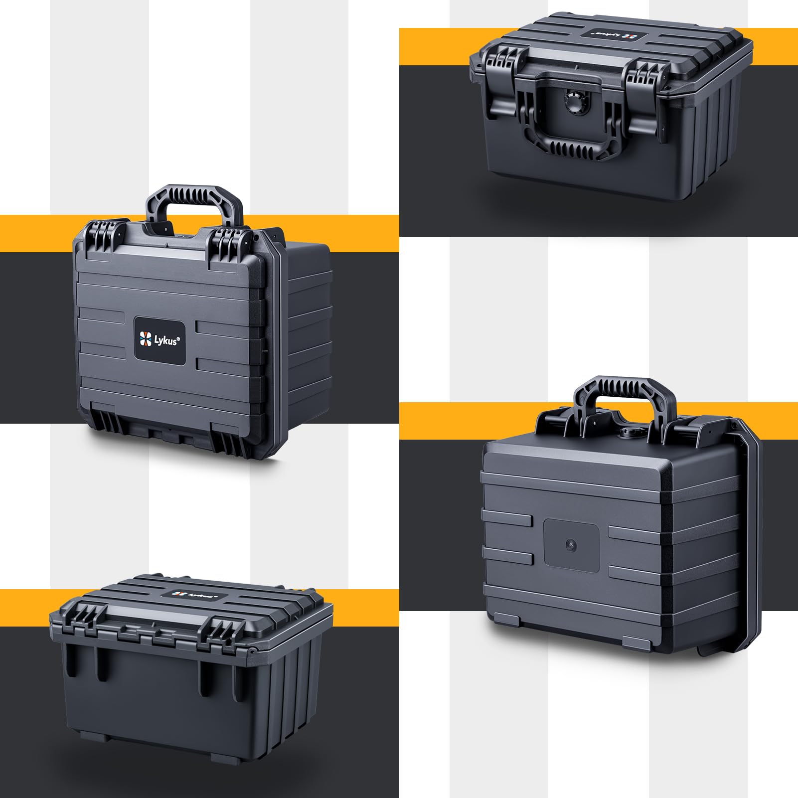 Lykus HC-2830 Maletín/Maleta/Estuche/Case rígida Impermeable con Espuma Personalizable, Tamaño Interior 28,2x22,2x16,6 cm, Adecuado para electrónica y más