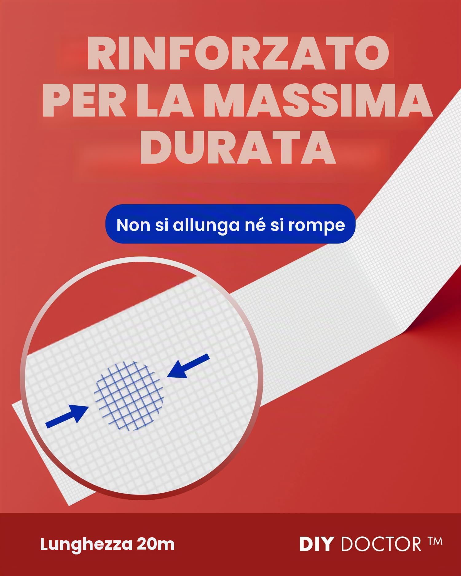 DIY Doctor Nastro Biadesivo 21mm x 20m – Extra Forte e Resistente per Casa e Uso Professionale