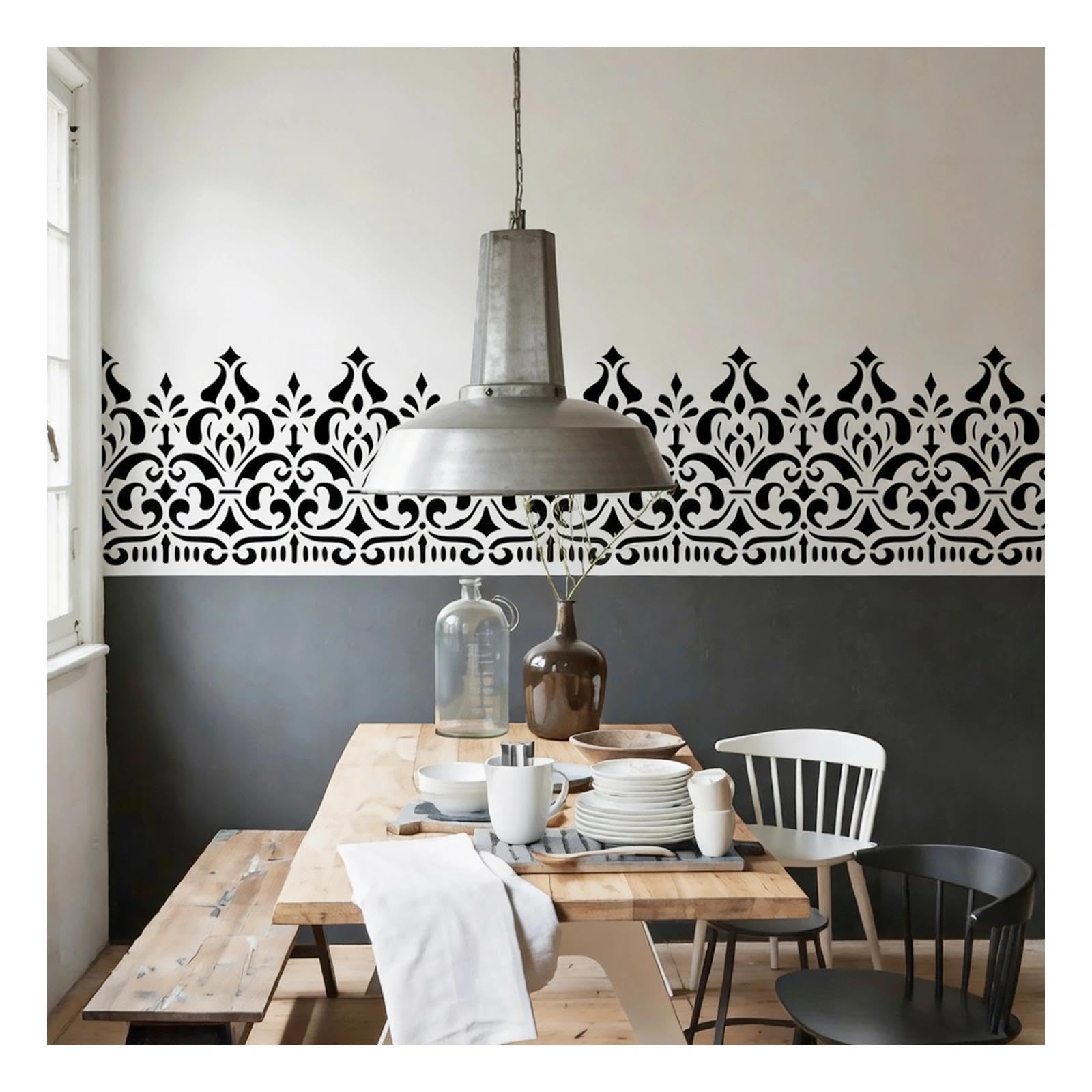 Pochoir mural vintage réutilisable plastique souple XL 60x35cm