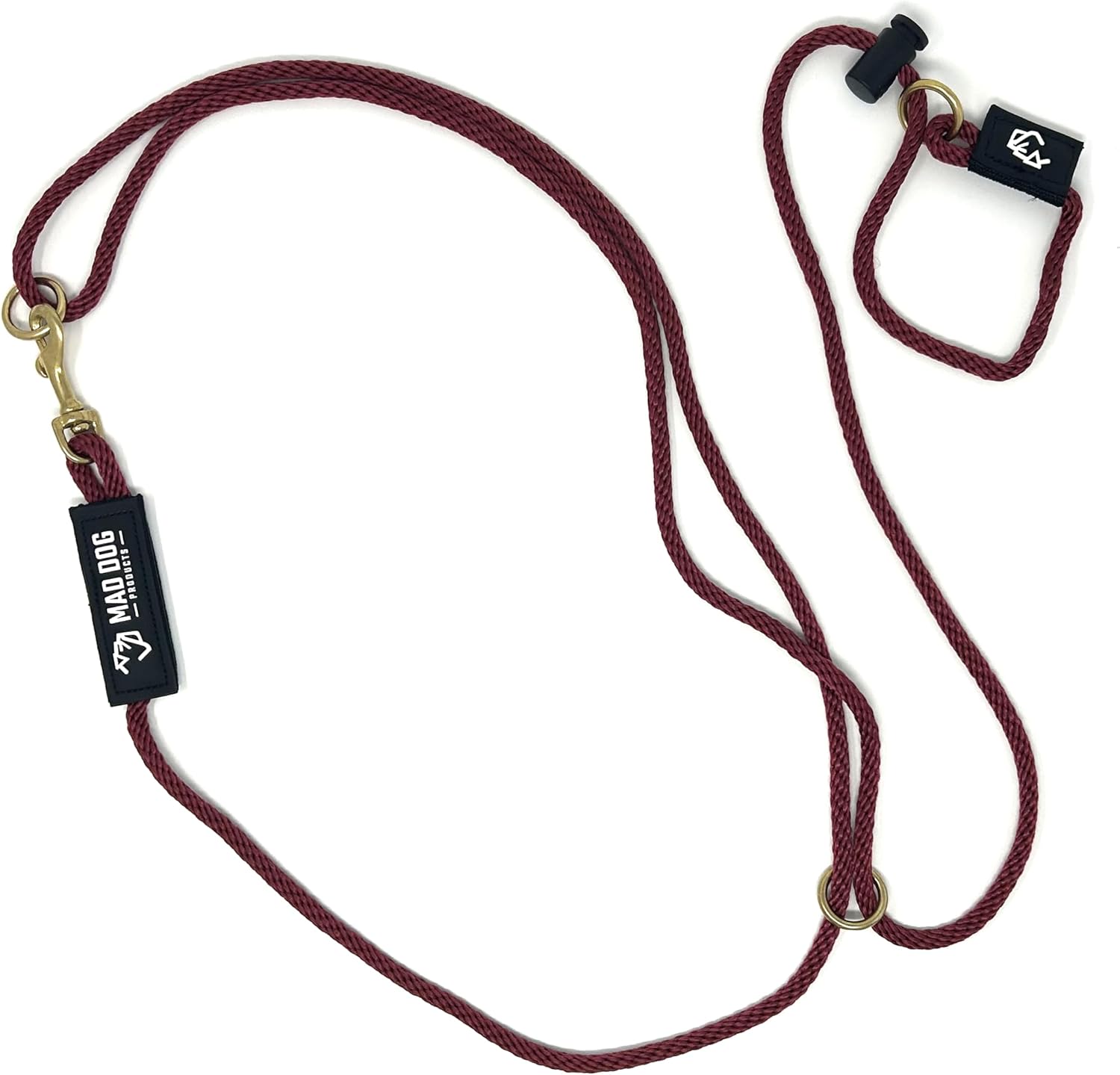 Mad Dog Products Hands Free Slip Dog Leash ¼” x 10’ Burgundy Signature Rope – Made in USA