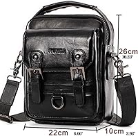 Vista 3 de Hebetag Bolso bandolera de cuero pequeño para hombre, para viajes al aire libre, negocios