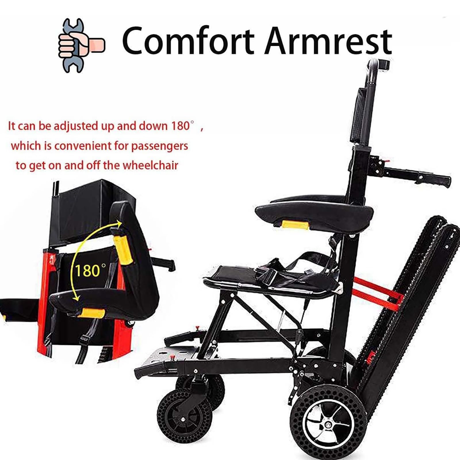 Wózek inwalidzki gąsienicowy Przenośny elektryczny wózek inwalidzki Składane windy schodowe Crawler, może iść w górę iw dół schodów Krzesło Walking Assist Mobile dla dorosłych niepełnosprawnych