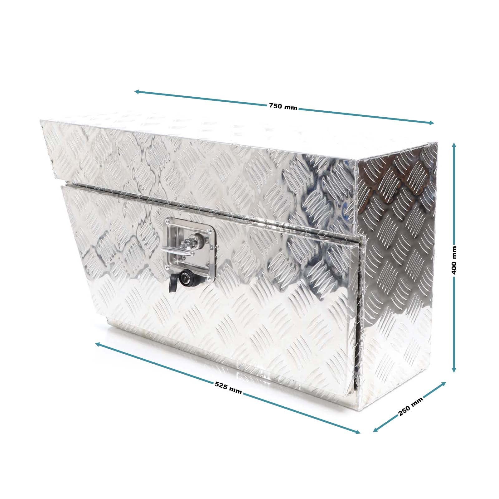 XPOtool Alu Unterbaubox links 75x25x40 cm / 6 kg bis 60 L / 40 kg vollgeschweißt robust für Pkw, Anhänger, Lkw Nutzfahrzeuge, robuste Staubox und Werkzeugkiste - Unterflurbox Deichselbox Staukasten